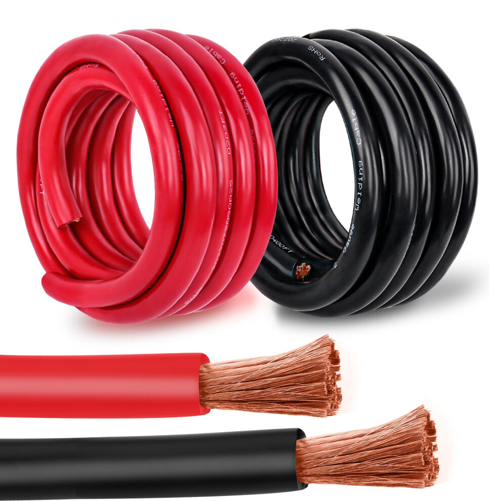 2 Awg Battery Cable Copper Wire 5Ft Red And Black Heavy Duty Welding Cable Conductivity Flexible Design For Automotive Solar Marine Use 9199774869553
