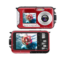 4K Waterproof Camera 48MP DualScreen Autofocus Underwater Camera 11FT for Snorkeling Red