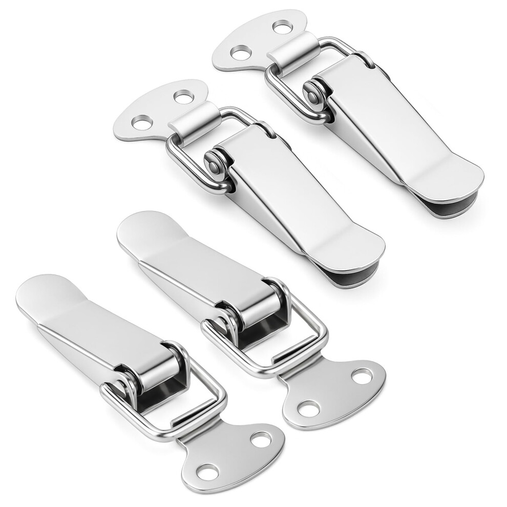 4 Pcs Stainless Steel Spring Loaded Toggle Latch With Secure Lock Rustresistant For Cabinet Toolbox Chest 9187378068250