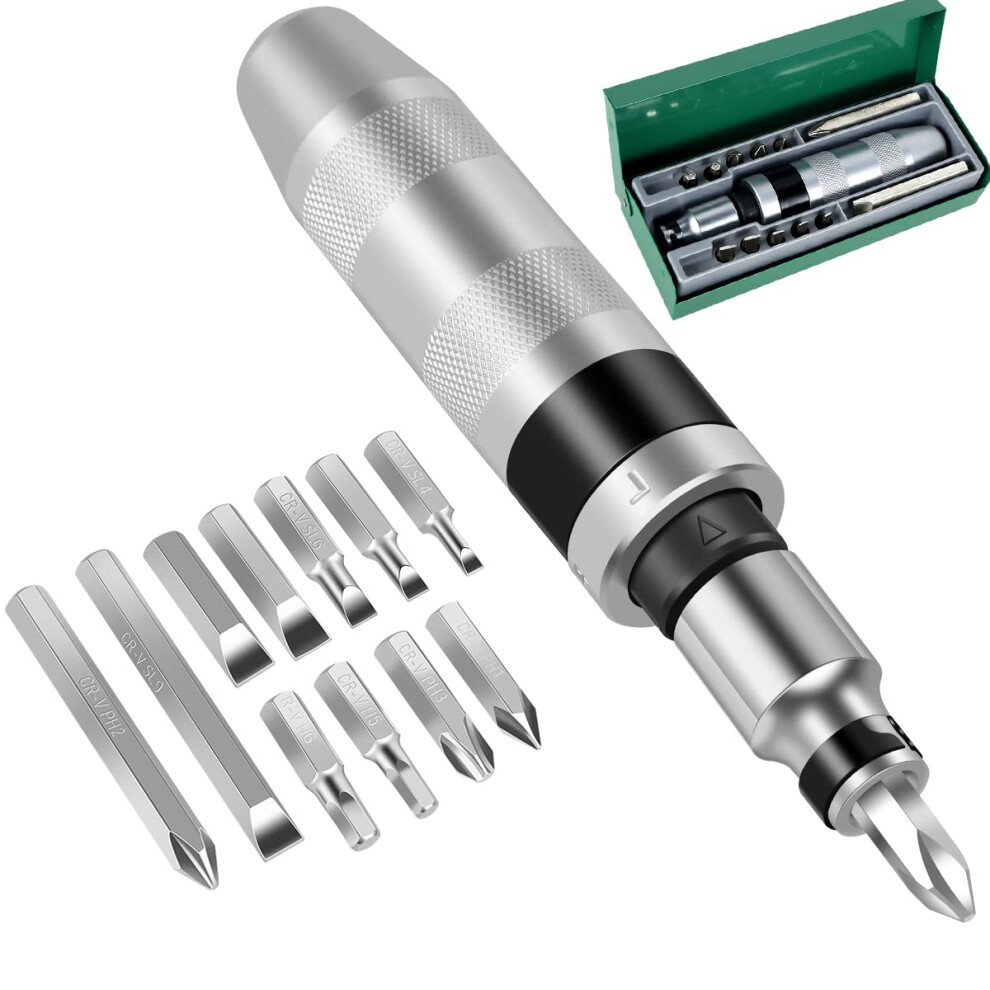 13Pcs Heavy Duty Impact Screwdriver Set With Chrome Vanadium Bits And Manual Screw Extractor Kit 9094768192115