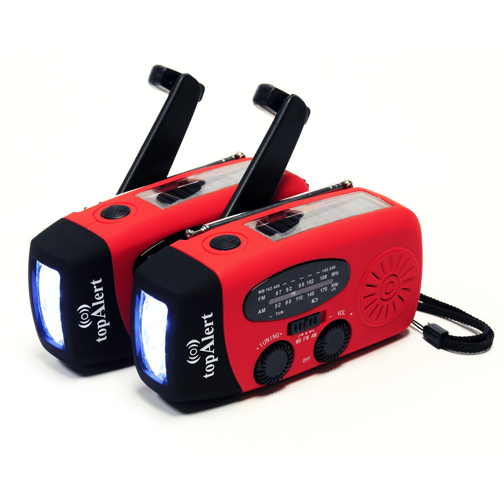 2Pack Noaa Weather Alert Solar Hand Crank Emergency Radio With Flashlight And Phone Charger 9199774870320