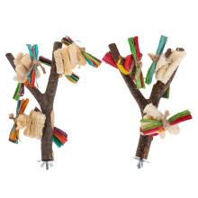 2Pcs Natural Wood Parrot Stand Perch with Fork Branch for Home Play