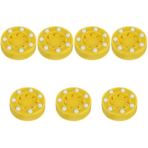 7Pcs Yellow Roller Hockey Training Pucks Low Friction Professional 2