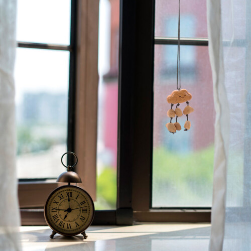 Cloud Shaped Wood Car Interior Hanging Ornament Relaxing Rattle 2
