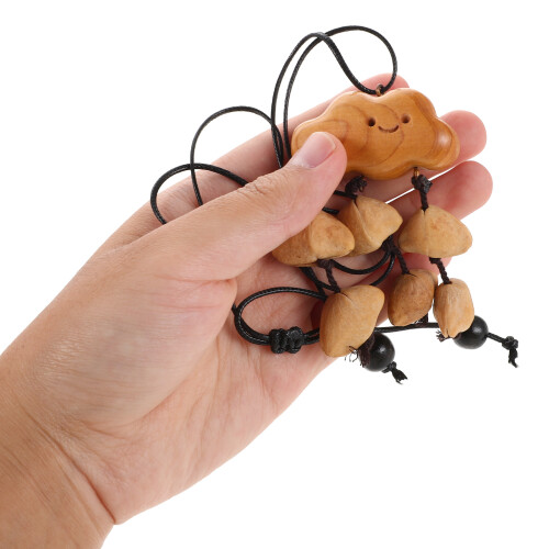 Cloud Shaped Wood Car Interior Hanging Ornament Relaxing Rattle 1