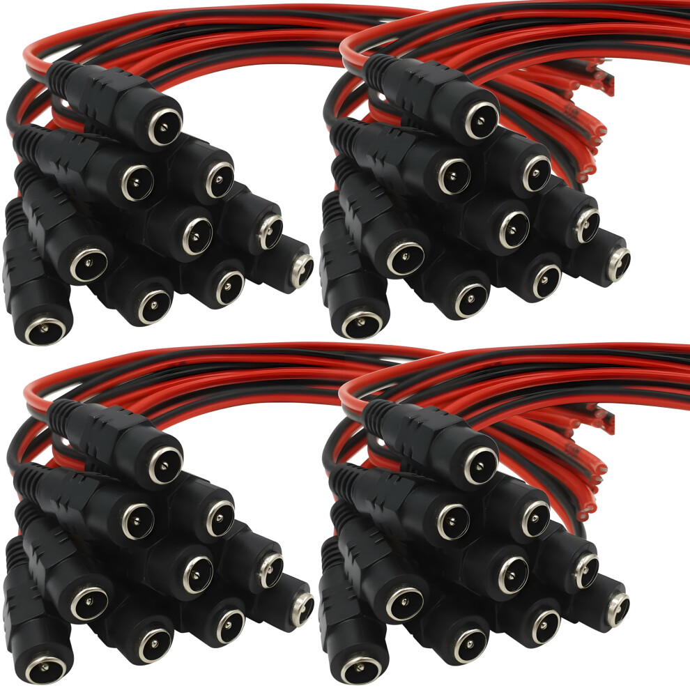40 Pack 18Awg Female Dc Power Pigtail Cable 5.5Mm X 2.1Mm Barrel Jack For Cctv And Led 9187378069127