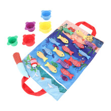 Buntes Stoff-Fischspiel mit Stapelbechern, tragbar & lehrreich