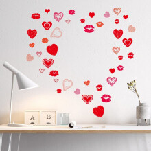 Valentine Wine Glass Markers 42pcs Red Heart and Lip Static Cling Drink Stickers for Parties