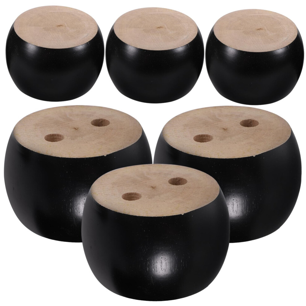 6Pcs Solid Wood Bun Feet Furniture Legs For Sofa Couch Replacement With Load Capacity 9187378070017