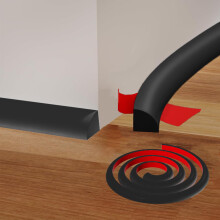 Flexible Quarter Round Molding Trim, Waterproof Self Adhesive Rubber Edge for Floor and Wall, 78In Black