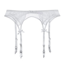 Women's Lace Embroidery Sheer Panties Garter White XXL Latex Lacquer Lingerie