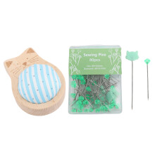 40Pcs Diamond Tipped Cat Straight Pins Pin Cushion Set for Quilting and Marking