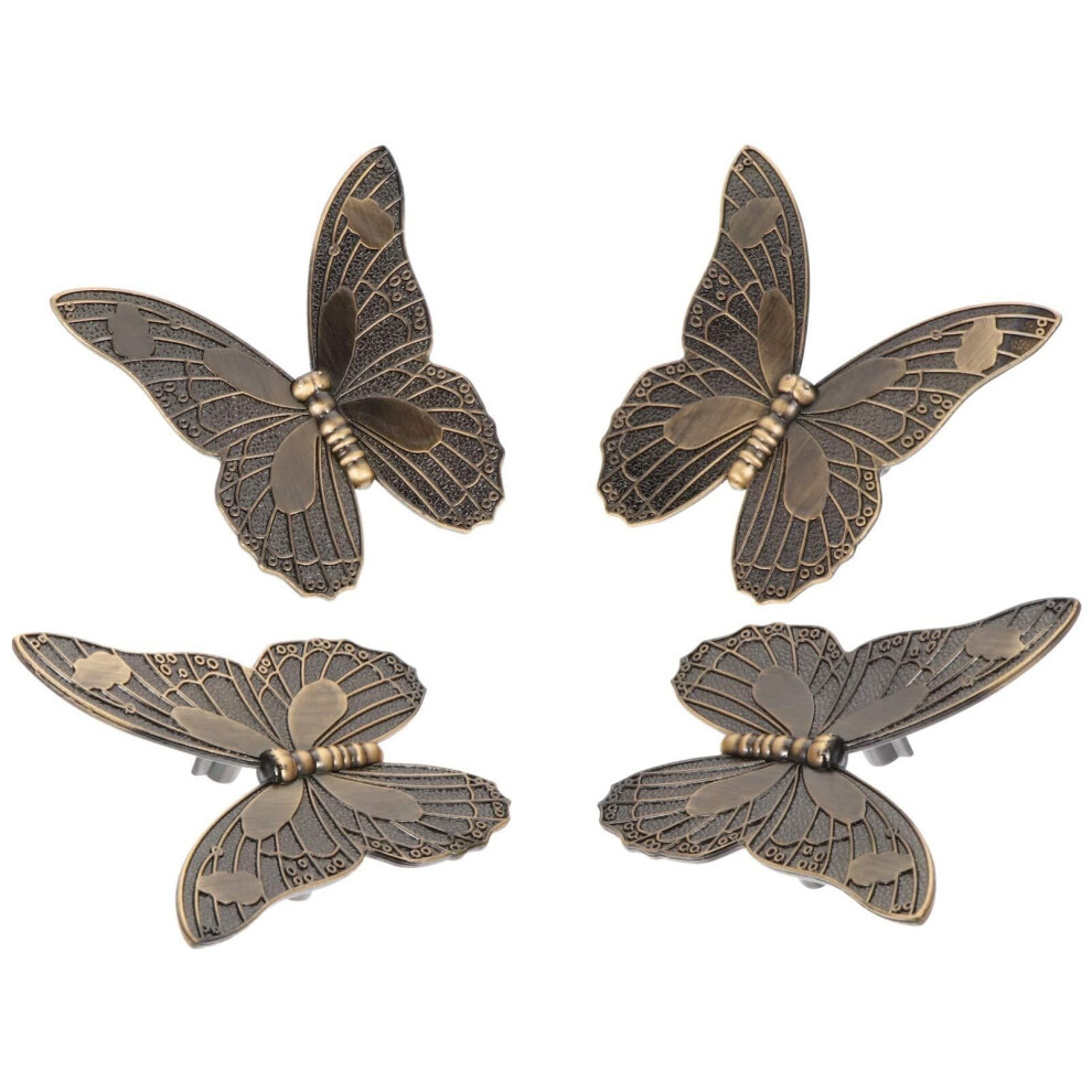 4Pcs Vintage Butterfly Drawer Pulls Bronze Cabinet Handles For Wardrobe Dresser Cupboard Door 9199774873604