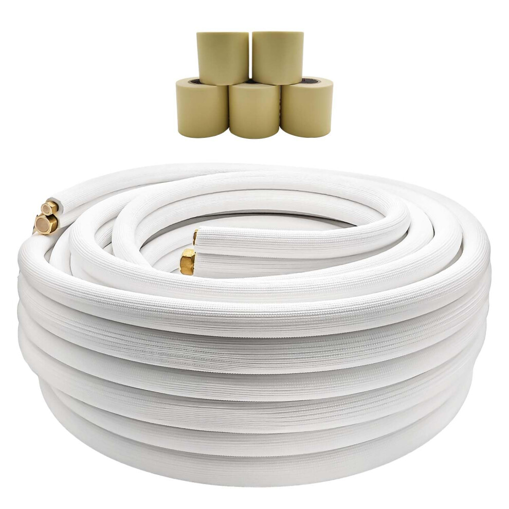 50 Ft Mini Split Copper Line Set 1/4' And 1/2' Hvac Refrigerant Tubing Triplelayer Insulation 9187378071175