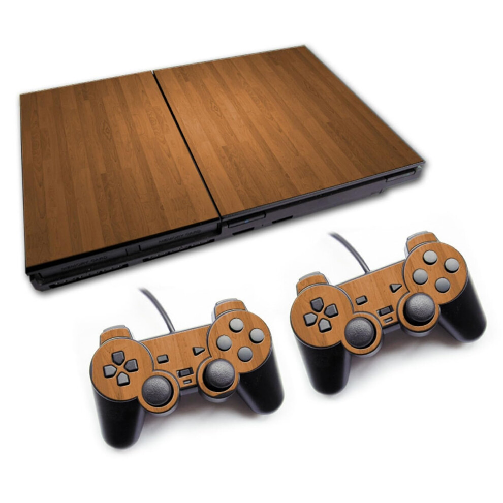 Wood Console Skin Vinyl Decal Set For Ps2 Slim Disc Edition With Scratchresistant Protection Grain 9094768193990