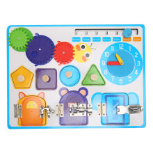 Tableau Sensoriel en Bois pour Enfants, Améliore la Coordination et le Confort, Horloge à Vue