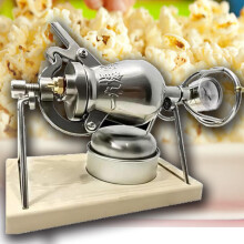 Vintage Popcorn Maker with Pressure Gauge, Manual Crank Stainless Steel 520ml Retro Design