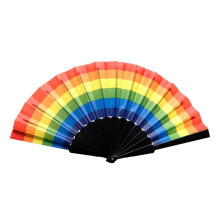 Rainbow Folding Fan Rainbow Pattern Plastic Fan For Weddings And Parades Accessories And Favors