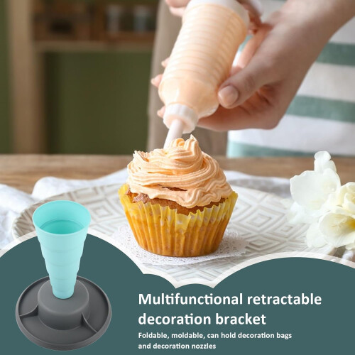 Adjustable Pastry Bag Holder Stand and Foldable Icing Tips Organizer for Cake Decorating 1