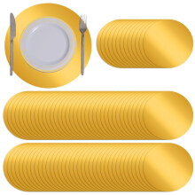 120 Pcs Gold Charger Plates and Paper Placemats 11.4 Inch Round Elegant Disposable Table Mats for Weddings Parties Events