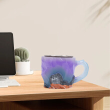Große lila 320 ml multifunktionale Kristallharz-Kaffeetasse mit Griff