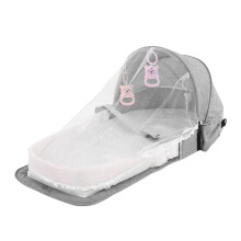 Fold Travel Crib with Mosquito Curtain, Waterproof, Detachable, Grey