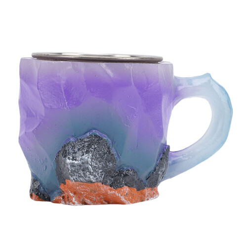 Große lila 320 ml multifunktionale Kristallharz-Kaffeetasse mit Griff 1
