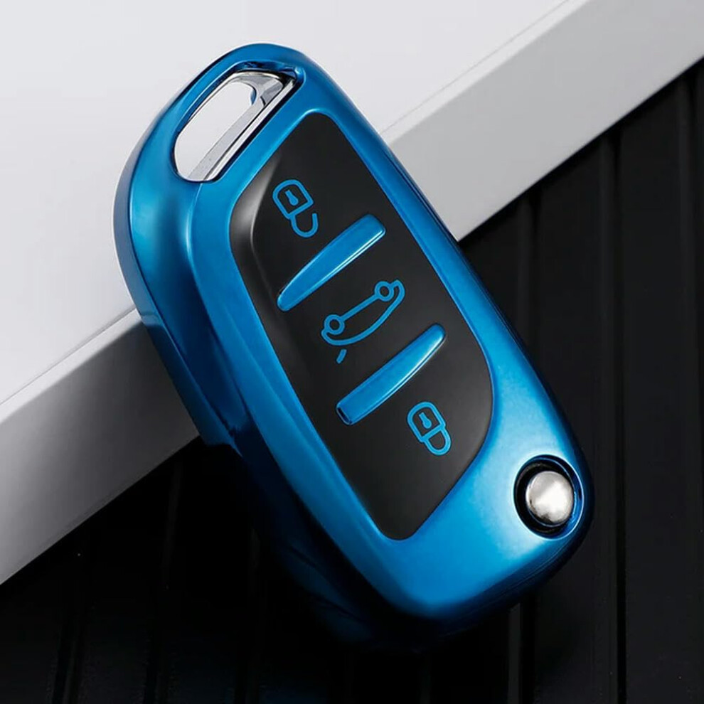Soft Tpu Car Key Cover Case For Peugeot Citroen Ds3 Ds4 Ds5 Ds6, 360 Protection, Blue 9094768194997