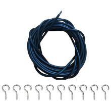 8m Black Curtain Wire Set with Hooks and Eyelets for Easy Adjustable Hanging of Curtains and Drapes