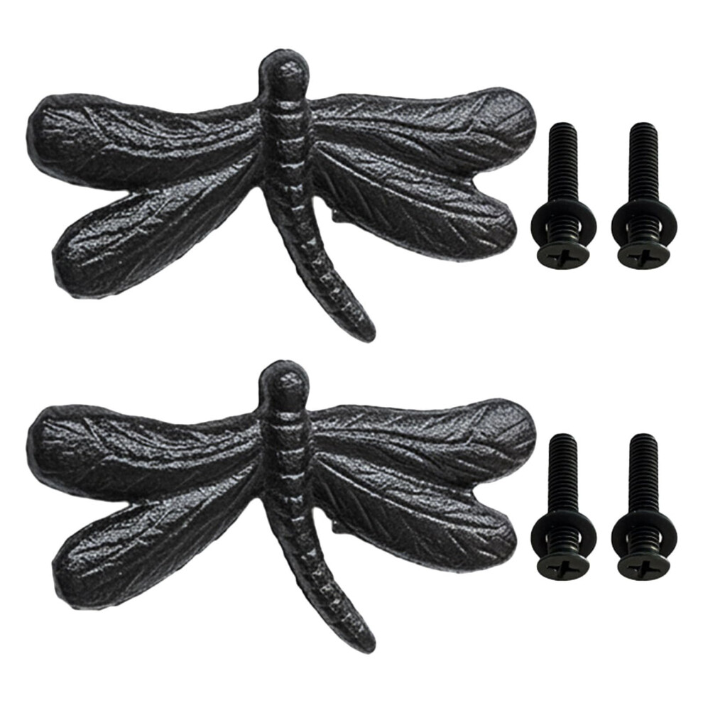 2Pcs Dragonfly Cabinet Pulls Durable Iron Decorative Drawer Handles With Screws For Dresser Wardrobe 9199774876674