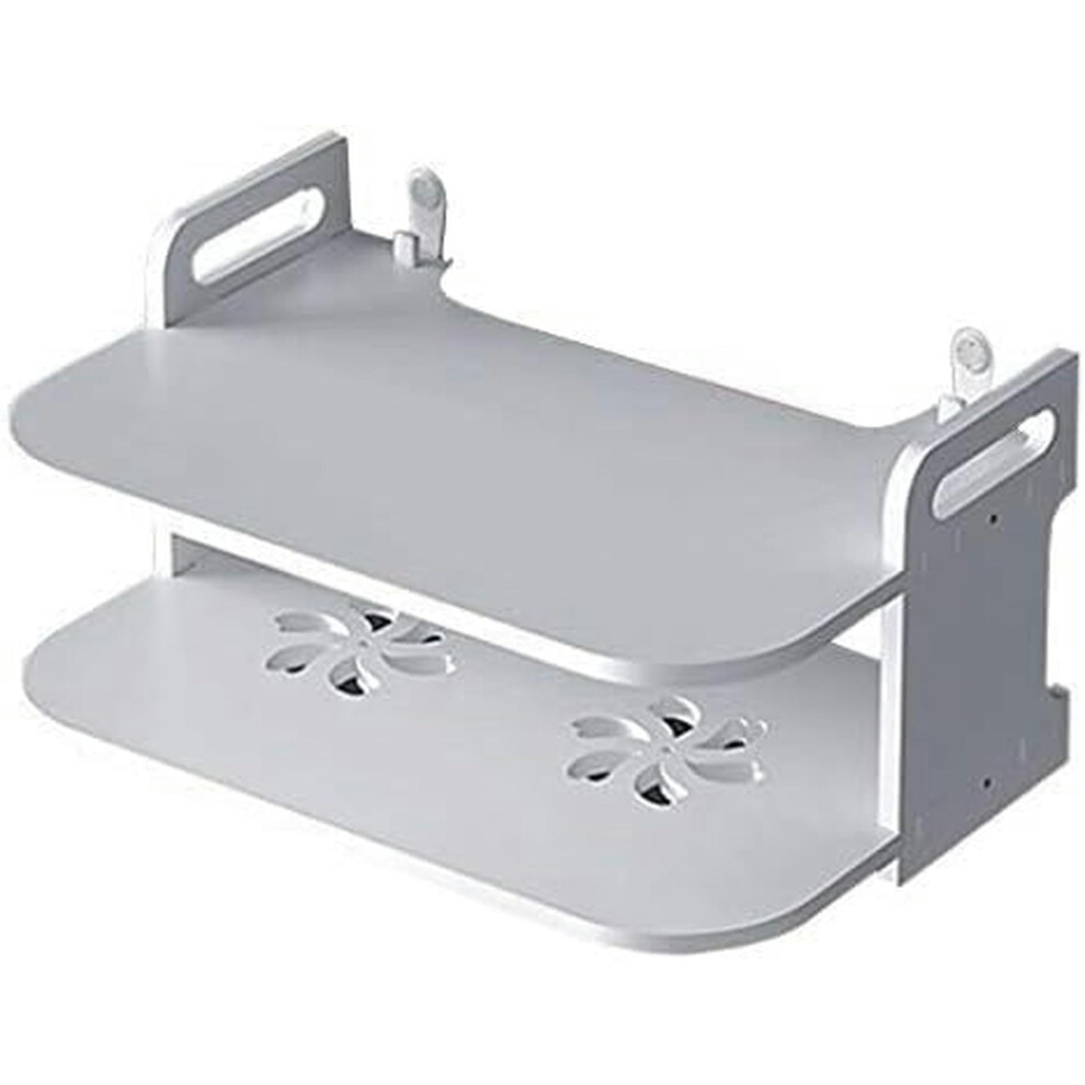 Wifi Router Wall Mount Storage Box With Doublelayer Shelf And Cable Management, 30X19x15cm 9094768195642
