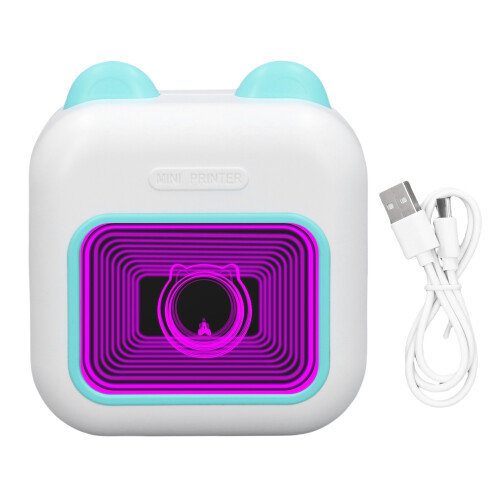 7-Color Light Thermal Pocket Printer, Portable Bluetooth Inkless, ABS 1200mAh 1