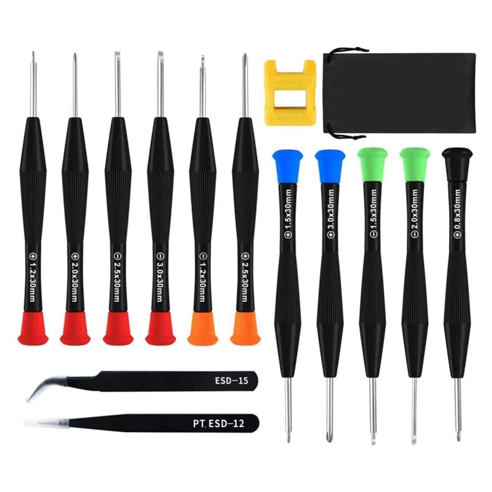 14 Pcs Small Screwdriver Set,Mini Screwdriver Set,Glasses Screwdriver With 2Pcs Tweezers And Magnetizer, Micro Slotted Phillips Torx Star Screwdrivers 9163575721334