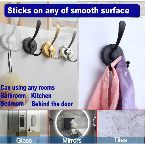 Wall Mounted Coat Rack with Hooks, Waterproof Rustproof, 25lbs Heavy Duty, Matte Black 2Pack 1