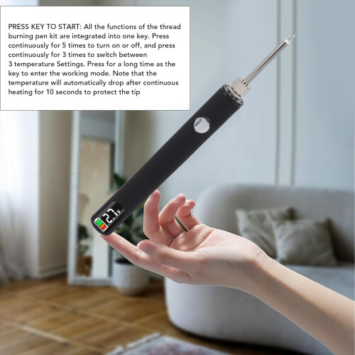 Rechargeable Thread Burning Pen Kit - Digital Display, 650mAh, Black 2