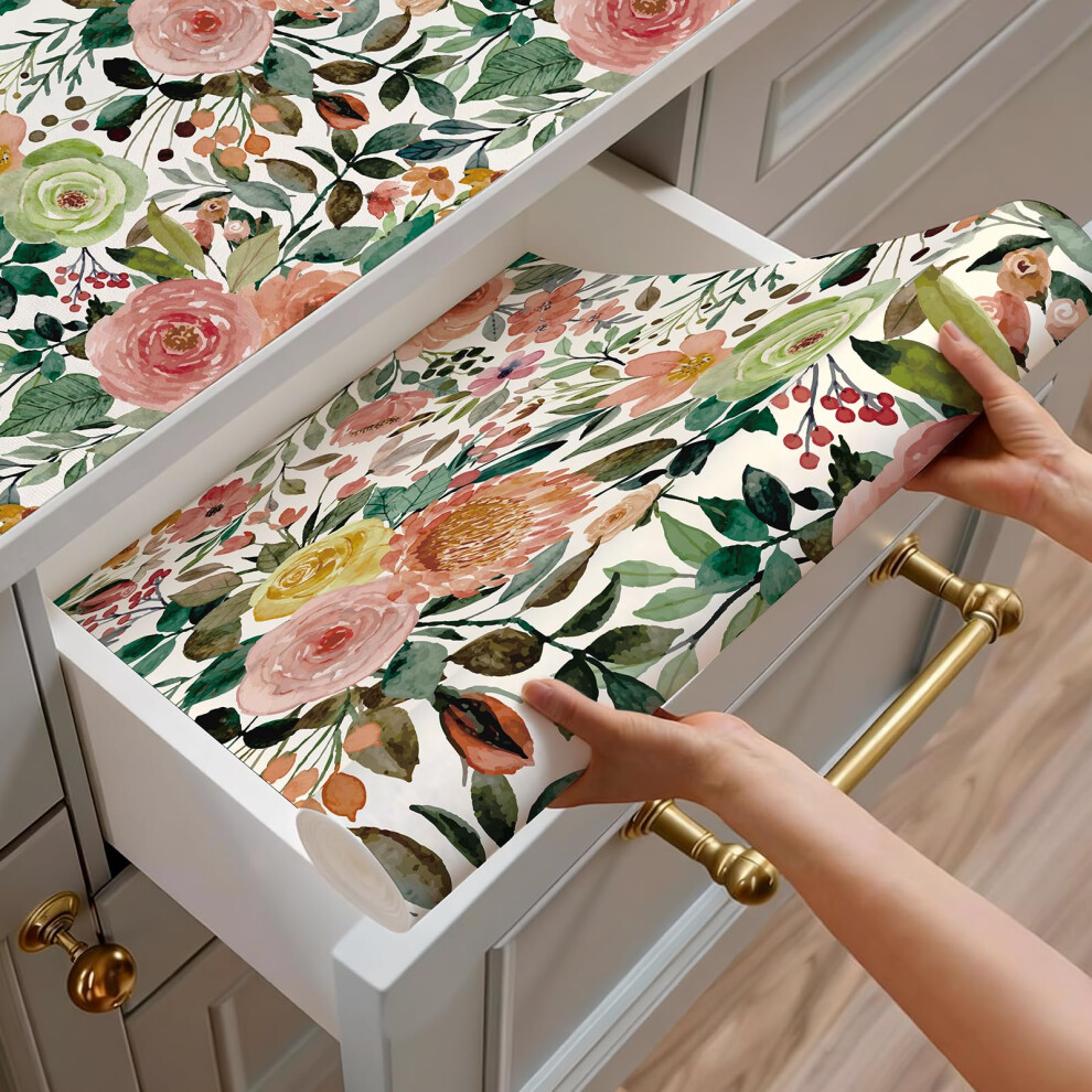 Removable Wallpaper Vinyl Contact Paper Floral Peel And Stick Spring Garden White Camellia 17.3'X118' 9187378079874