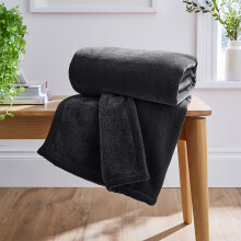 (Black Fleece, Single) Faux Fur Fleece Blanket Large Sofa Bed Warm Throw