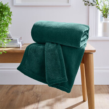 (Green Emerald Fleece, Single) Faux Fur Fleece Blanket Large Sofa Bed Warm Throw