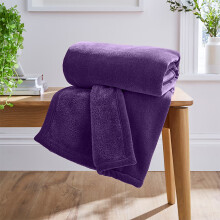 (Purple Fleece, Single) Faux Fur Fleece Blanket Large Sofa Bed Warm Throw