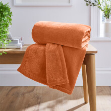(Rust/Orange Fleece, Single) Faux Fur Fleece Blanket Large Sofa Bed Warm Throw