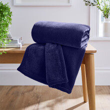 (Navy Fleece, Single) Faux Fur Fleece Blanket Large Sofa Bed Warm Throw