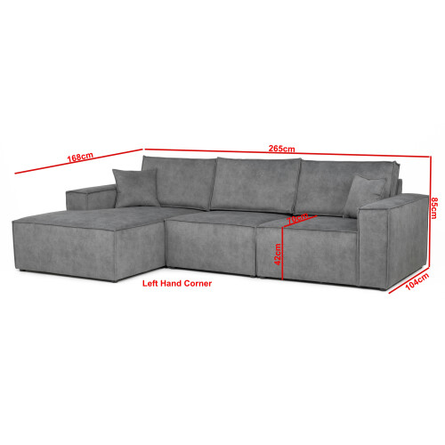Azzuro Left Corner Sofa Grey Fabric 1