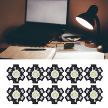 10 pezzi Chip LED Ultra Luminoso 3V 1W 20mm Bianco 6500K