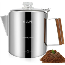 6 Cup Percolator 304 Stainless Steel Coffee Pot Coffee Maker with Handle Stovetop Mocha for Home and Camping 1000ml