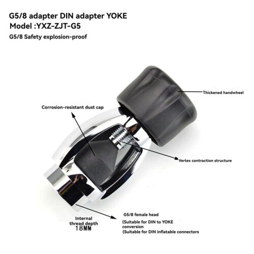 G5/8 Inflatable Adapter Diving Fire Cylinder Tank Adapter From Din to Yoke Efficiently 2