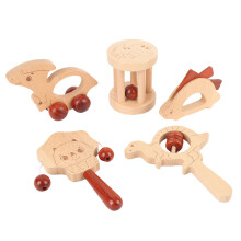 5-teiliges Holz-Geelefälschchen-Set mit Aufbewahrungstasche | Lernspielzeug für Säuglinge