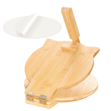 10 Inch Bamboo Tortilla Press with 100 Parchment Sheets for Homemade Tacos and Burritos