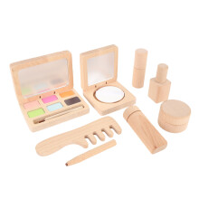 Holz-Kinderschminkspielzeugset aus Buchenholz, inklusive Lippenstift und Pinsel