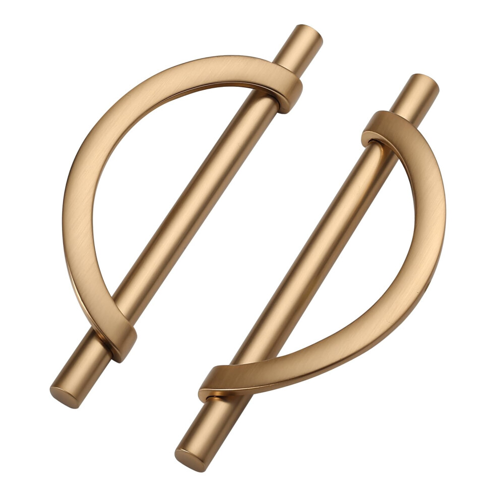 10 Pack 5 Inch Champagne Bronze Kitchen Cabinet Handles, Elegant Halfmoon Drawer Pulls 128Mm 9187378084526