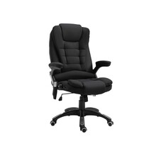 Massage Recliner Chair Heated Office Chair with Six Massage Points Linen-Feel Fabric 360 Swivel Wheels Black